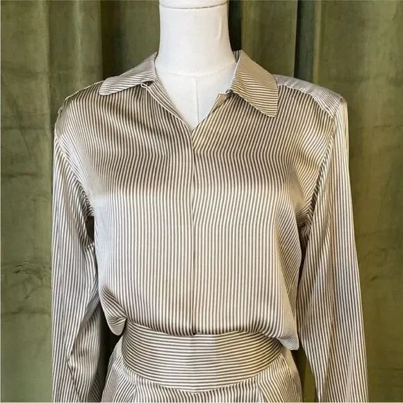 Geoffrey Beene Elegant Beige Women's  100% silk Pantsuit, US6 - Picture 4 of 12